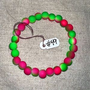 Pink/Green Tye-Dyed Handmade Beaded Bracelet (#49)